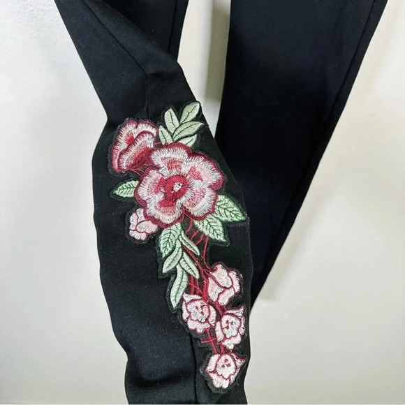 Zara Stretch Embroidered Black High Waist Legging - Picture 5 of 12